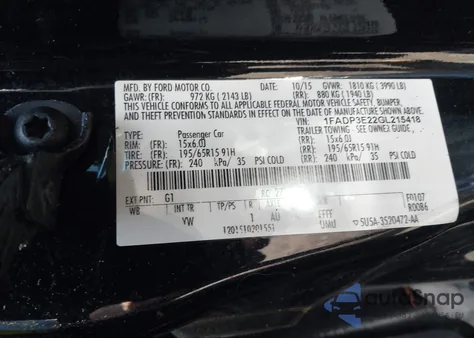 2016 Ford Focus S from USA, damaged, VIN 1FADP3E22GL215418